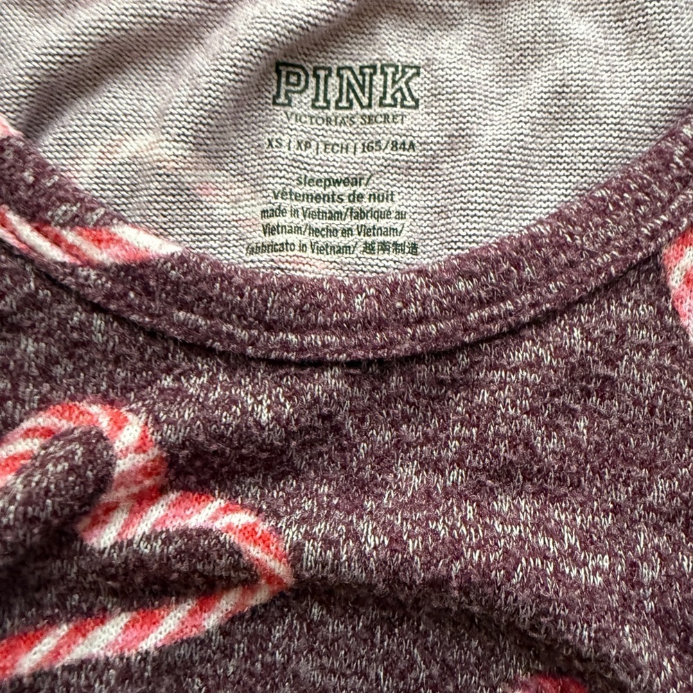 PINK Victoria's Secret Pajama Set with Heart candy cane Design - Picture 2 of 3